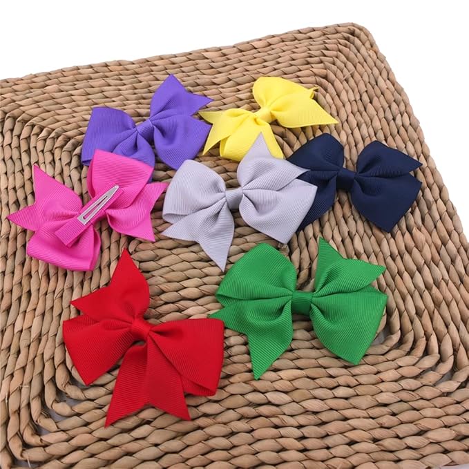 24 Colors Boutique Hair Bow Clips for Little Girls Grosgrain Ribbon Bow Alligator Hair Clip Toddler Baby Girl Kids Teens Hair Accessories (24 pcs/3.5 Inch Swallow Tail)