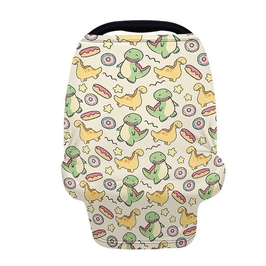 Biyejit Cartoon Dinosaur Baby Car Seat Covers- Multi-use Carseat Canopy for Babies, Stretchy Infant Carseat Cover Boy, Shower Gifts for Unisex Boys and Girls