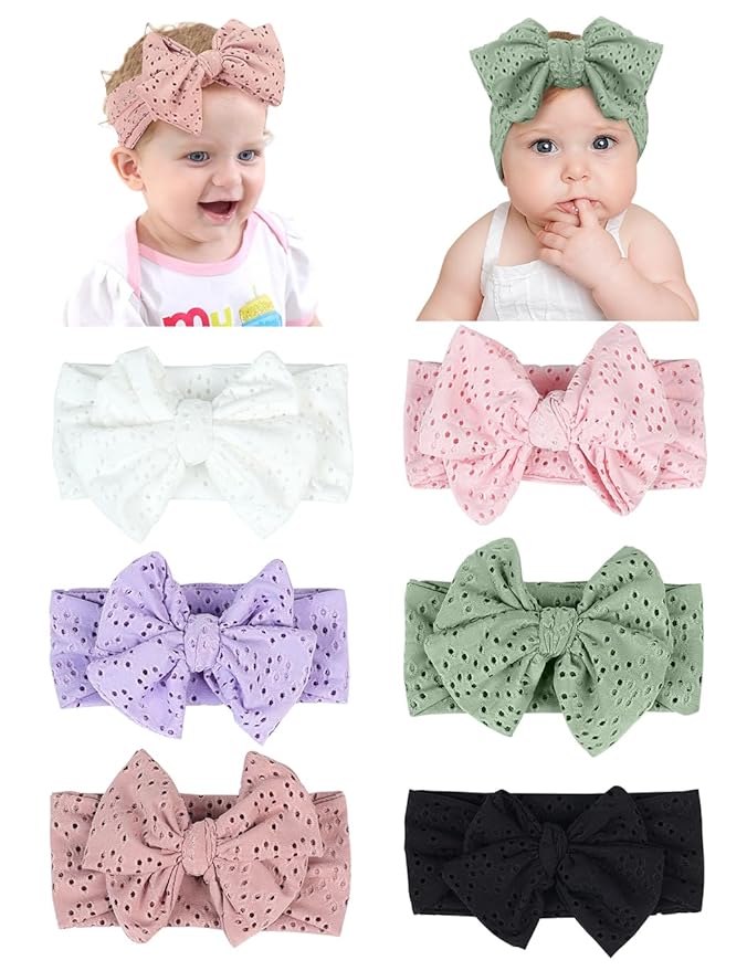 Stretchy Baby Girl Headbands Bows, Infant Headband Bows for Baby Bonnet Newborn Head Wraps Toddler Unisex (03H-17)