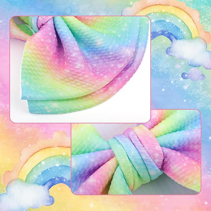 YanJie 7'' Rainbow Headbands for Baby Girls Newborn Infant Toddler Kids Hair Bows Girl Hair Accessories Dreamy Colorful Fashion Head Bow