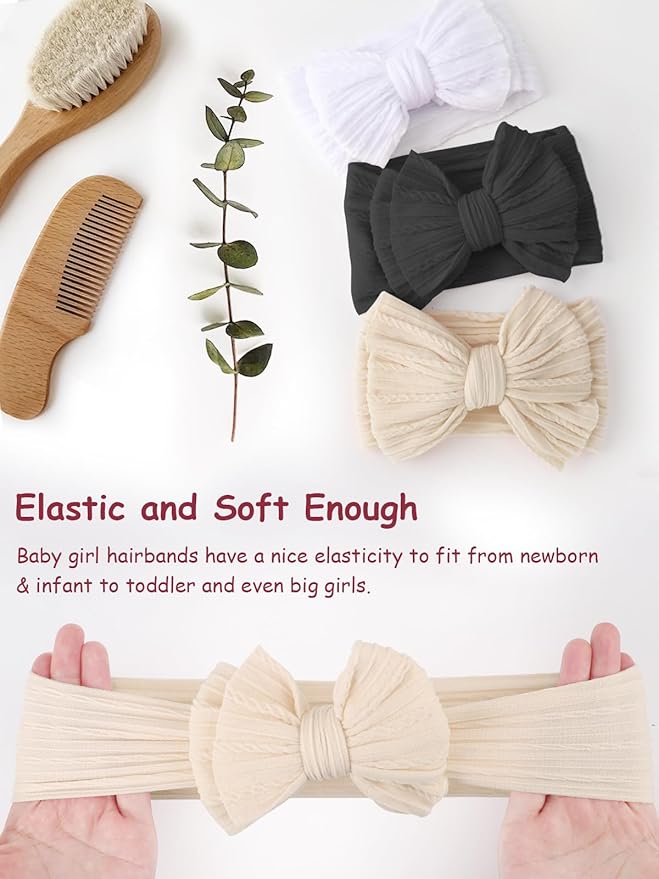 AQOKKA Baby Bows Headbands Nylon Baby Girl Headbands Soft Handmade Hairbands Toddler Hair Accessories for Girls Baby Newborn Infant Kids