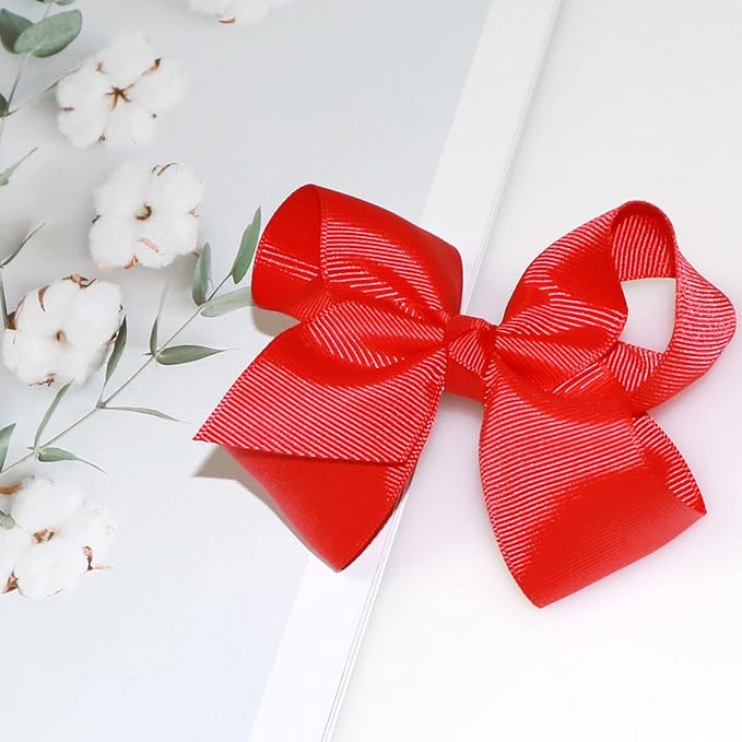WillingTee 40colors 4.5" Hair Bows for Girls Grosgrain Ribbon Big Hair Bows Alligator Clips Hair Accessories for Baby Girls Infants Toddlers Teens Kids Children