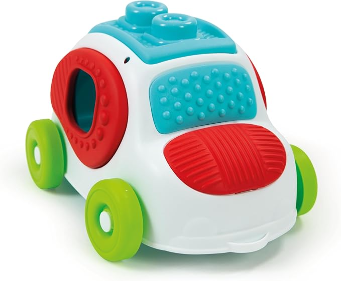 Clementoni- Soft Clemmy Sensory Car: Fun & Developmental Play for Babies & Toddlers, Stimulating Textures, Shapes & Stacking Blocks - Multicolored (6+ Months)