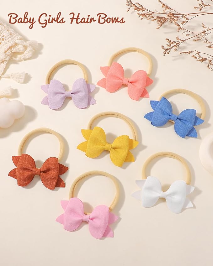 jollybows 3.35" 20pcs Baby Girls Bows Headbands Elastic Nylon Hairband Ribbon Bow Hair Accessories for Kids Toddlers Infants Newborn