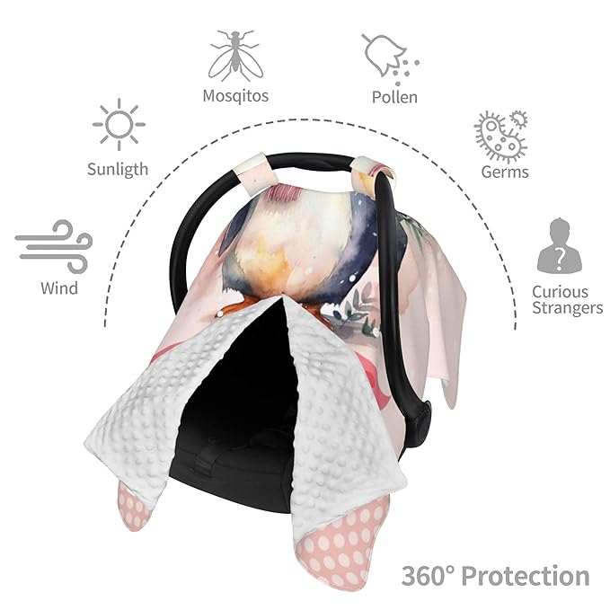 Personalized Winter Carseat Cover for Baby Custom Name Car Seat Canopy for Newborn Baby Boys Girls 2 in 1 Mom Nursing Breastfeeding Covers Penguin Minky Baby Carrier Stroller Covers