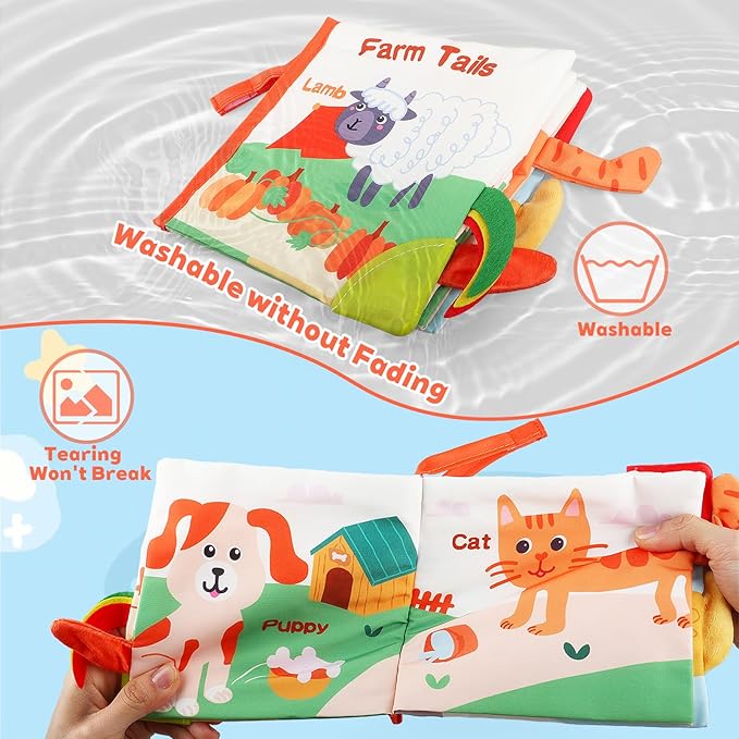 Baby Books 0-6 Months, Infant Tummy Time Toy 6-12 Months Touch Feel Book Travel Toy Gifts for Boys Girls 0-3 Months Baby Shower Birthday Easter Basket Stuffers