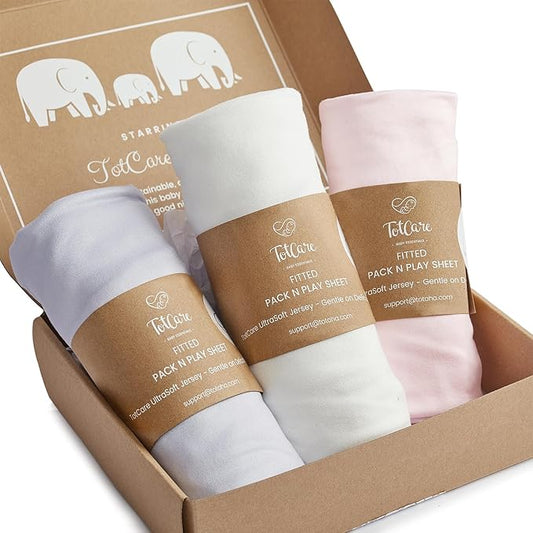 Pack and Play Sheets for Baby Bjorn, Guava Lotus Travel Crib and 24 x 42 Inch Travel Light Playard Mattress – Buttery Soft Jersey Pack n Play Sheets Fitted, Pink Lavendar Cloud, 3 Pack