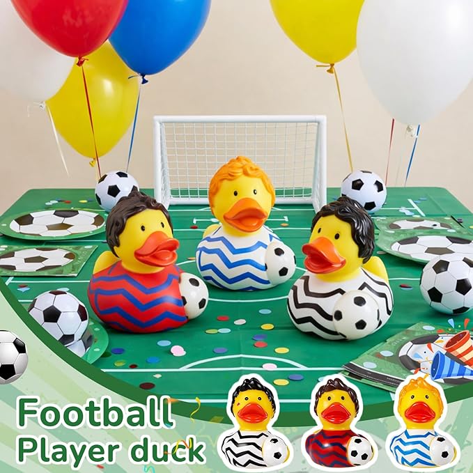 Deekin 48 Pcs Rubber Ducks 2 Inch Bulk Sport Party Favors for Team Events Decorations Birthday Party Supplies Club Player Gift (Soccer Player)