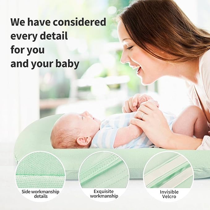 Pucmaoci Organic Waterproof Baby Lounger Covers | 100% Organic Cotton| Removable Cover with Waterproof Liner | Machine Washable and Dry (Cover only) (Green)