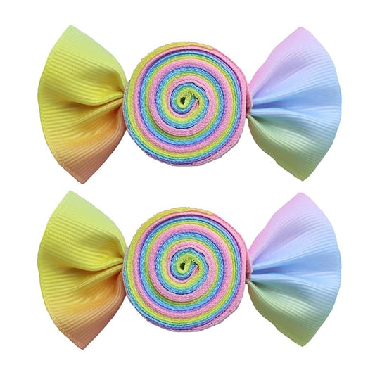 Valentines Pink Candy Rainbow Hair Bows Clips Valentine's Day Alligator Hair Clips Hairpins Hair Accessories for Teens Gift