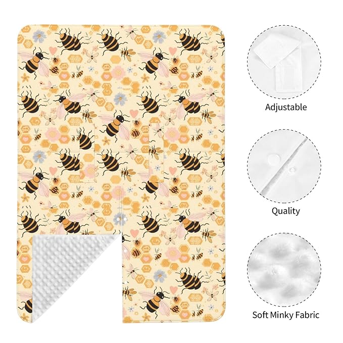 Sweet Honey Cute Bees Baby Car Seat Canopy Nursing for Breastfeeding Multi-Use Infant Stretchy Carrier Carseat Winter Cover for Newborn Girls Boys