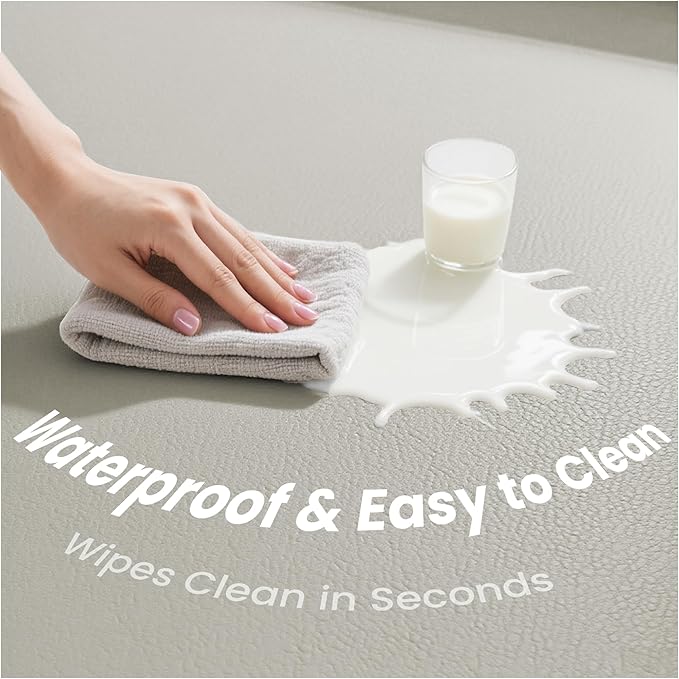 Huloo Sleep Baby Play Mat 50x50 Inches,1.3" Thick Padded Waterproof Floor Cushion & Playpen Mat with Vegan Leather,Non-Slip & Non-Toxic Nursery Rug for Infants, Toddlers & Kids(Grey)
