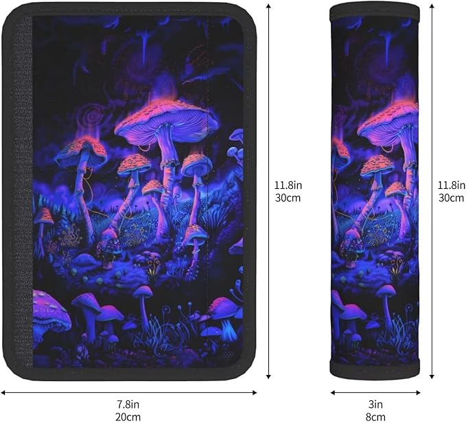 Universal Car Seat Belt Pads Cover Fansty Mushroom Print Seat Belt Shoulder Strap Covers Harness Pad for Car Truck SUV Soft Comfort Seat Belt Cushion Shoulder Pad, Purple