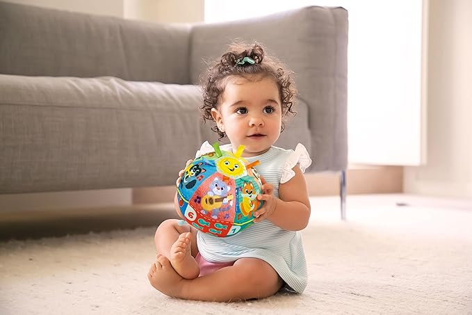 Clementoni Baby Baby Ball Sounds and Sings, Electronic Game for Children 6+ Months, with Sounds and Soft Melodies, Soft Fabric, Stimulates Manuality, Touch and Motor Skills, Italian Language,