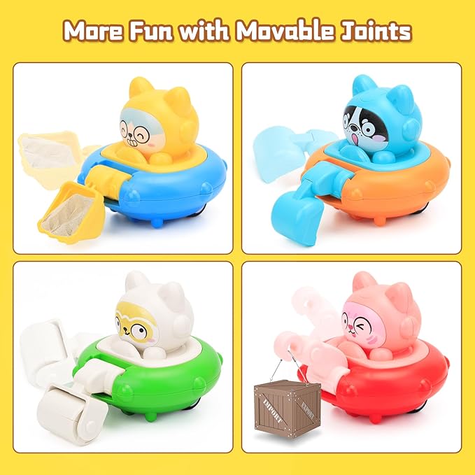Cars Toy for 18m+ Boys Birthday Gift - 4 PCS Press to Go Friction Vehicle Racing Car Toys Set for Toddlers, Push and Go Car Toys Infant 1st Birthday Gifts for Boys and Girls