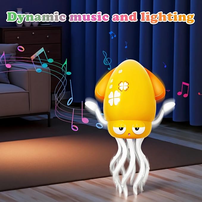 Electric Crawling Octopus Toy with LED Lights & Music, Crawling Dancing Automatic Obstacle Avoidance Octopus Sensor Toy, Stress Relief Gift for Kids Toddlers Indoor Play