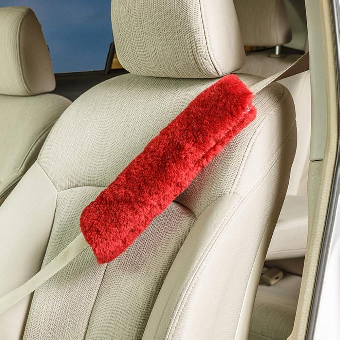 Engel Worldwide Twin Pack! Soft, Comfortable Universal Fitting Genuine Merino Sheepskin Seat Belt Shoulder Cover Pads for Adults, Children, Youth. Multiple Colors Available (Burgundy)