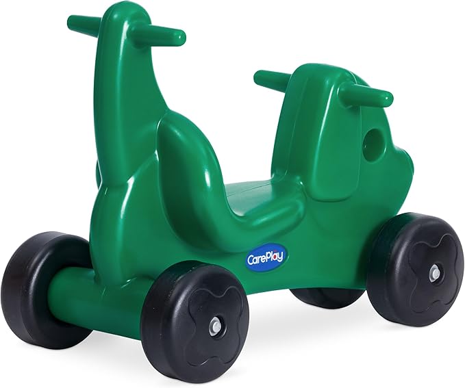 Careplay 2-in-1 Puppy Push & Ride-on Toy, Indoor & Outdoor Use, Low Profile Seat, Recommended for Children up to 50lbs, Durable Construction, Made in The USA, Green