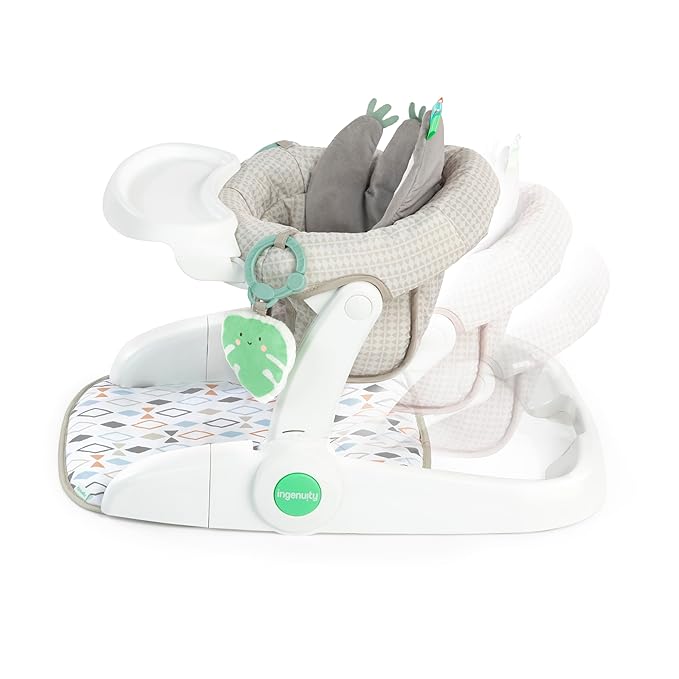 Ingenuity Prop Spot Learn-to-Sit Floor Seat for Baby, Removable Tray, 2 Linkable Toys, Tummy Time Mat, Unisex, for Ages 4-12 Months - Loni