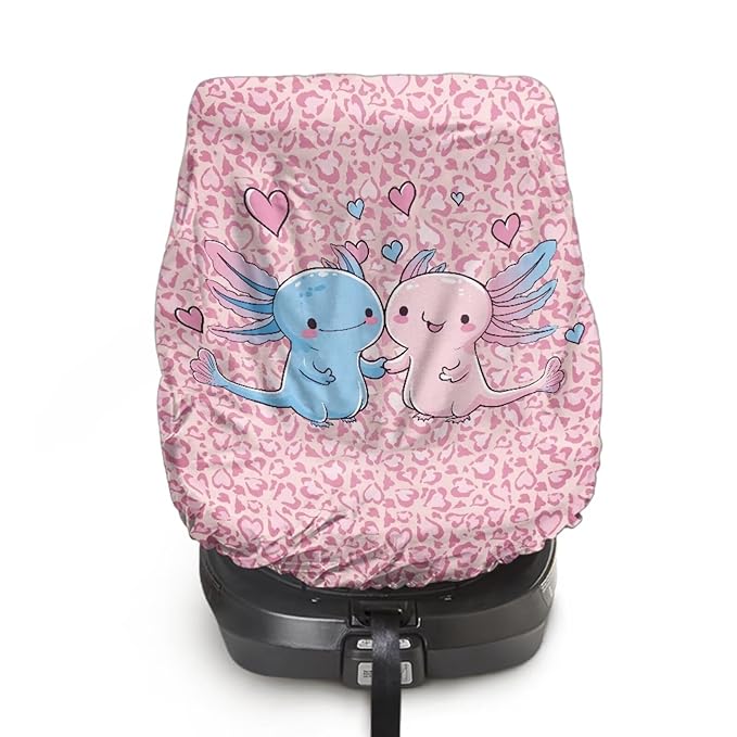 Baby Car Seat Cover, Axolotl Car Seat Sunshade Covers to Protect Your Child Safety, Protector Keeps Baby Infant Toddler Cool - Pink Leopard Carseat Shade Reflector UV Ray Helpers