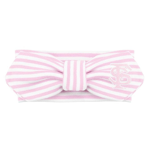 Creative Knitwear Florida State Seminoles Infant Girls Pink/White Striped Hair Knot Headband Embroidered Logo - Size Newborn - 4T