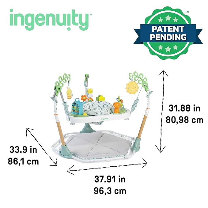 Ingenuity Tummy-to-Toes 6-in-1 Milestone Center, Play Gym, Foldable Mat, Music and Nature Sounds, Lights, Activity Jumper, Table, Playhouse, for Ages 0-48 Months
