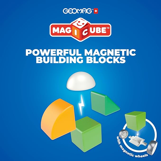 Geomag Magicube 13pcs Magnetic Blocks - Magnetic Building Blocks for Toddlers 1-3, Montessori Toys for 1+ Year Old, Autism Sensory Product, Magnets for Kids