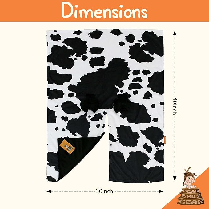 Dear Baby Gear Car Seat Cover for Boys & Girls - Baby Carseat Canopy w/Snap Opening - Infant Seat Cover -Nursing Covers - Newborn Carrier Canopy - 40x30" (Black and White Holstein Cow with Bows)