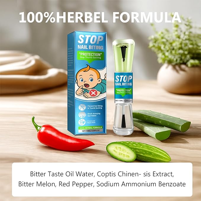 Nail Biting Treatment For Kids,Thumb Sucking Deterrent - Safe, Natural Solution to Stop Finger Biting and Thumb Sucking Habits for All Ages, 10ml/0.35Fl Oz
