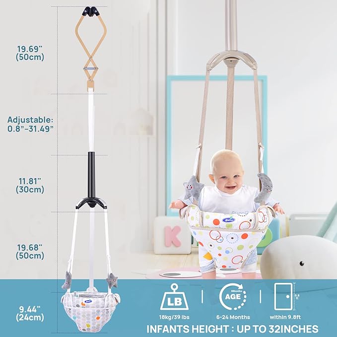Doorway Jumper for Baby, Baby Jumper with Adjustable Strap, Baby Door Jumper for Indoor/Outdoor Play, Easy to Assemble & Store (Ideal Gift for 6-24 Months)
