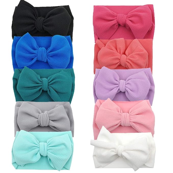 Baby Headbands for Girls Nylon Hair Bows Turban Knotted Headwraps for Newborn Infant Toddlers Kids (PR23-10)