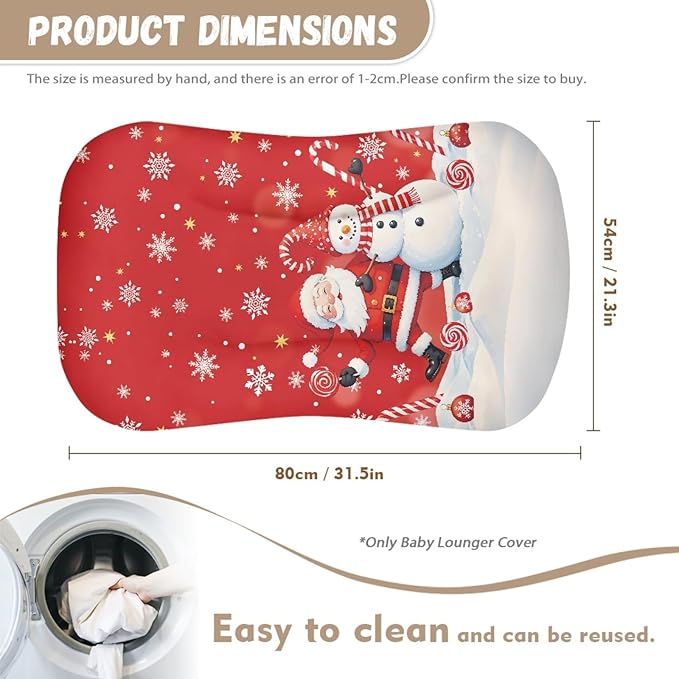 Santa Claus Snowman Baby Lounger Cover Only, Newborn Nest Cover, Soft Portable Baby Nest Replacement-Cover Christmas Breathable Infant Lounger Protector, Newborn Essential