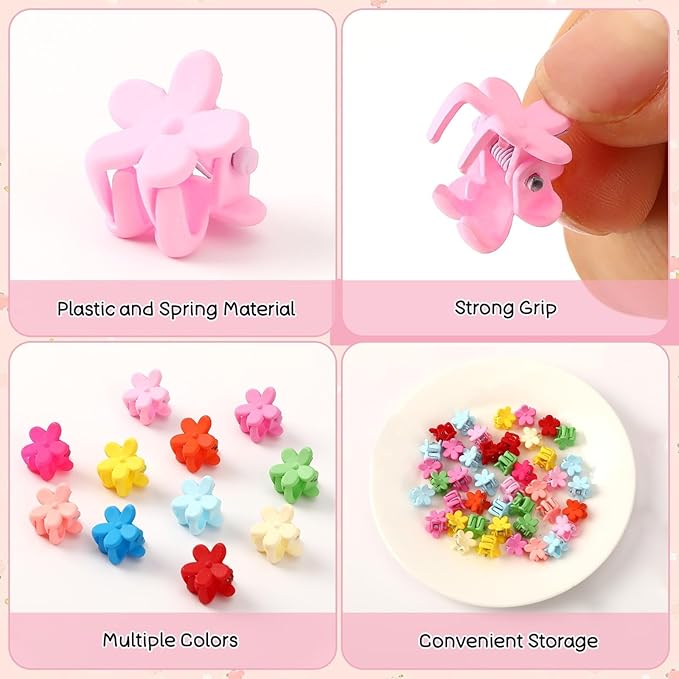 JANYUN 50 Pcs Colorful Mini Hair Claw Small Hair Clips Clamps Hair Accessories for Women Decorative Bun Tiny Hair Clips, Assorted Colors