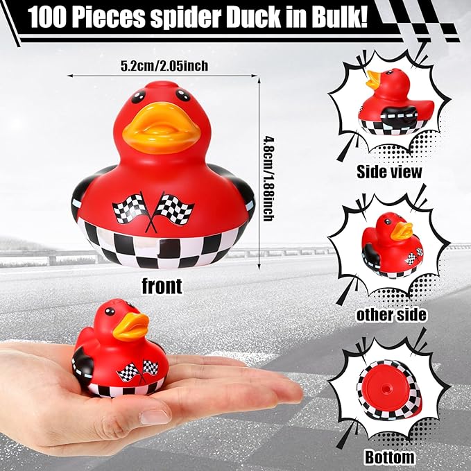60 Pcs Race Car Party Favors - 2 Inch Rubber Duck in Bulk Mini Duckies for Ducking, Tiny Ducks for Kids Birthday Party Gifts Baby Shower Bath Time Piñata Fillers Gift Bag Stuffers
