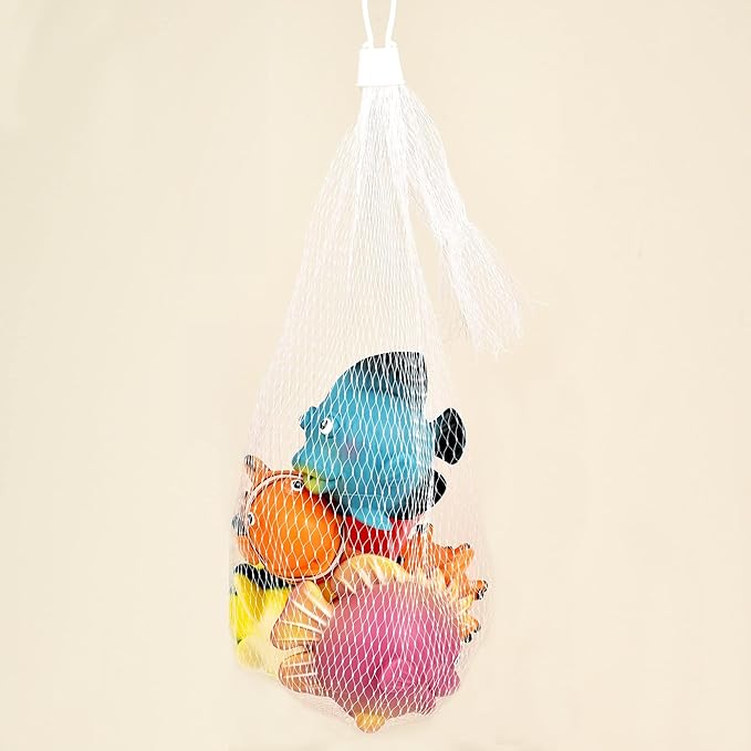 BOHS Rubber Squirting Fish - Cute Floating Cartoon Soft - Baby Bath Play Water Marine Animals Toys - 6 Count