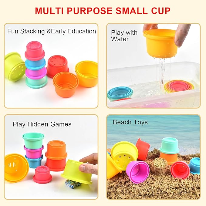 Baby Stacking Nesting Cups Toys, Baby Toys 6 to 12 Months, Montessori Toys for Toddler Gifts 1 Year Old (617-97)