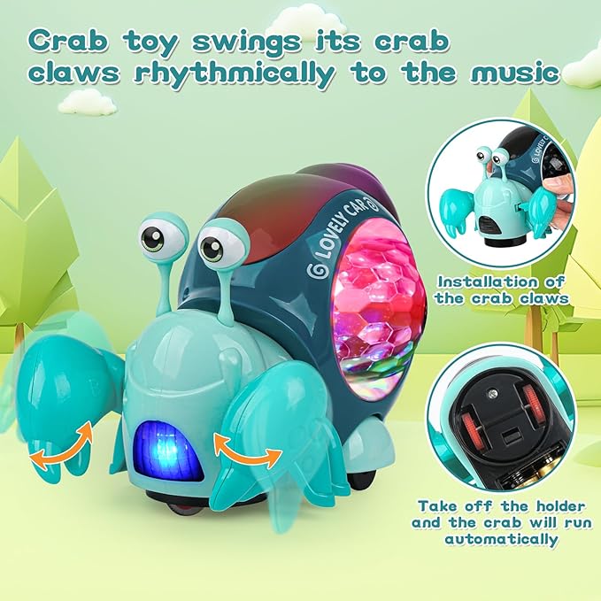 Baby Toddler Crawling Toys 6-12 Months, Crawling Crab Toy, Infant Tummy Time Baby Toys with Learning Crawl System Music for 0-3-6 7 8 9 10 12-18 Month Boy Girl Christmas Birthday Gifts