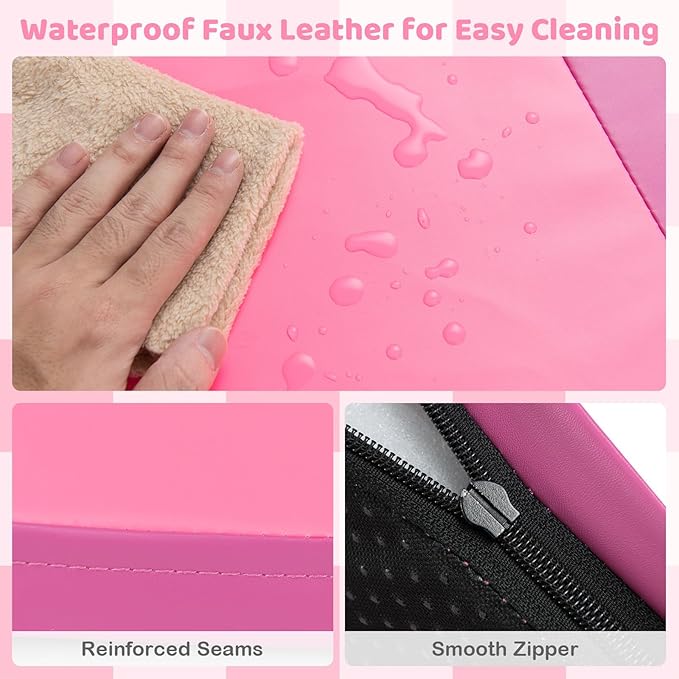 Costzon Toddler Foam Play Mat, Foldable Pink Baby Crawling Mats 58-Inch Square Soft Non Skid Daycare Floor Mat, Thicken Waterproof Memory Activity Play Mat for Home, School, Kindergarten or Nursery