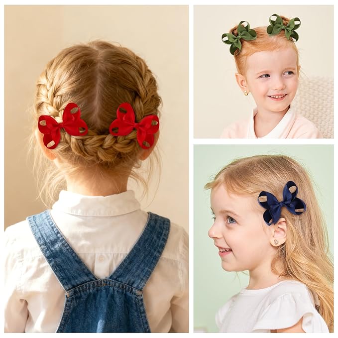 20PCS 3'' Hair Bows for Girls Toddlers, Grosgrain Ribbon Hair Bows with Alligator Clips, Toddler Hair Accessories for Toddlers Baby Girls Kids Teens (10 Colors in Pairs)