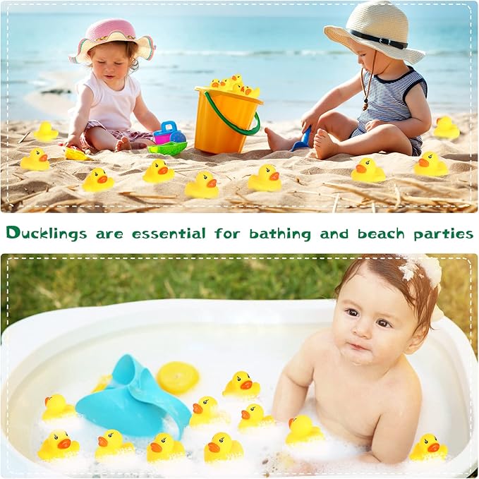 GADIEDIE Rubber Duck 50 Pack Mini Rubber Ducky Float Ducks Baby Bath Toy, Great for Jeep Ducking, Shower, Birthday Party, Carnival Game Gift(1.6"x 1.5" x 1.2")