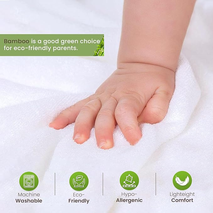 Organic Bamboo Hooded Baby Towels with Washcloths – 2 Hooded Towel (30x30 inches) & 2 Washcloth (10x10 inches) – Ultra Soft, Absorbent & Cozy Cotton Bath Towels for Newborns and Infants