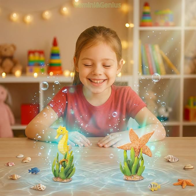 Gemini&Genius Sea Horse Toys for Kids, Marine Animal Seahorse Action Figure, Sea Horse Figurine Toy, Sea Life Figure Educational Gifts, Displays Play Toys, Collection Toys for Kids Animal Lovers