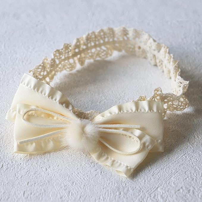 Baby Girls Cute Lace Bow Headband Soft Cotton Elastic Hair Accessories for Toddlers Newborns Ideal for Birthdays Baby Shower Photoshoots Special Occasions
