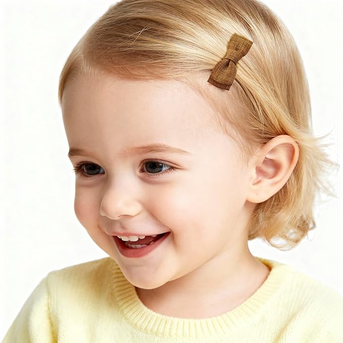 Neutral Baby Hair Clips Set – Floral, Lace & Crochet Toddler Hair Clips, Soft Fabric Wrapped Duckbill Clips (5-Pack Gentle Everyday Style)