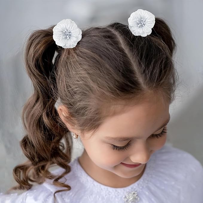 Baby Girls Floral Hair Bows Clips, 4Pcs Glitter Gold Flower Hair Barrettes Alligator Clips, Hair Accessories for Toddlers Kids Teens