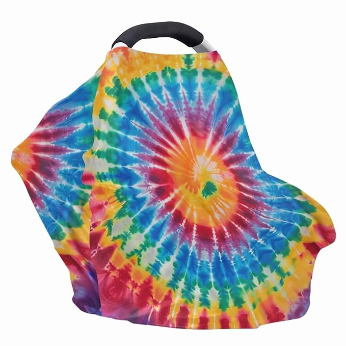 Youngerbaby Tie Dye Nursing Cover for Newborns Breastfeeding Cover Scarf Baby Car Seat Covers Infant Stroller Cover Carseat Canopy for Girls and Boys Full Coverage