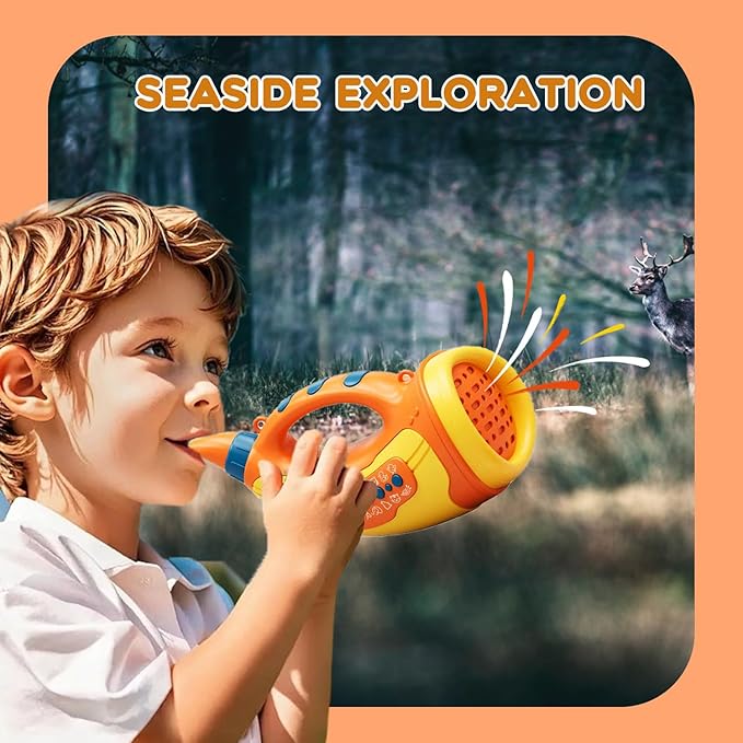 Toys for 3 Years Old Boy Girl Birthday Gift, Music Animal Caller Toy with 30 Realistic Animal Sounds, Early Learning Toy for Kids Todlers with 8" Horn and 3-Level Lights (Yellow - Horn)