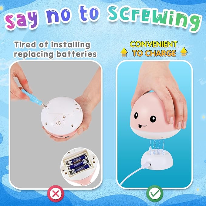 Gigilli Baby Girl Bath Toys, Light Up Whale Sprinkler Bath Toys for Kids Ages 1-3, Pool Water Table Bathtub Fountain Toy for Toddler 6-12 Months, Easter Basket Stuffers Birthday 1 Year Old Girls Gifts