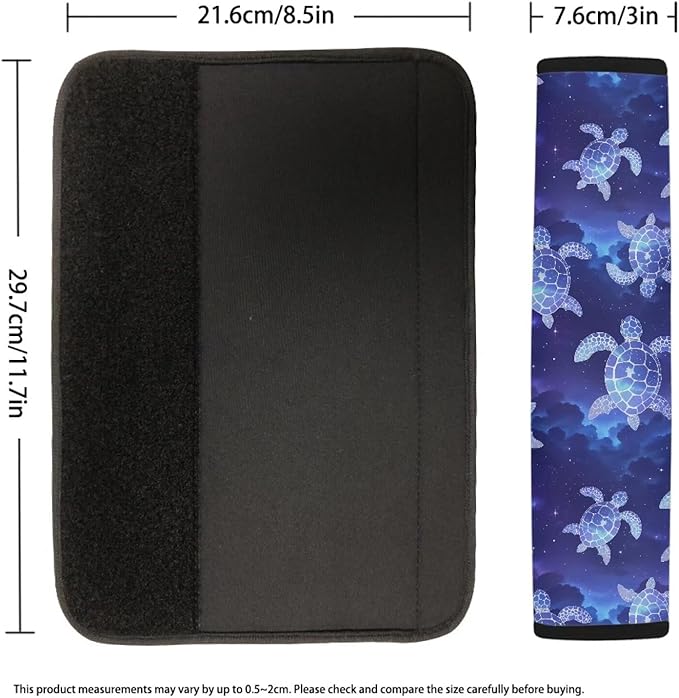 2-Pack Sea Turtle Print Seat Belt Covers Galaxy Starry Sky Soft & Comfortable Seat Belt Ocean Animal Turtles Universal Car Seat Belt Strap Cover Shoulder Strap Pad