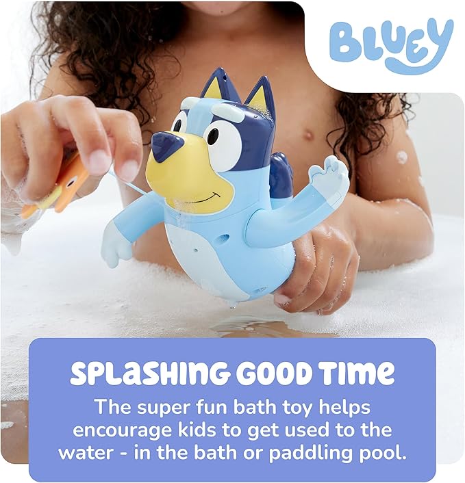 TOMY Toomies Swimming Bluey Bath Toy with Seahorse - Bluey Toys for Toddlers - Toddler Water Toys for Tub or Pool That Swims on Back or Front - Ages 18 Months and Up